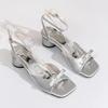 Fashion 2025 Women's Shoes Ankle-wrap  Elegant Dress Sandals Women Square Toe Bow Tie Buckle Strap Med Heel Shoes