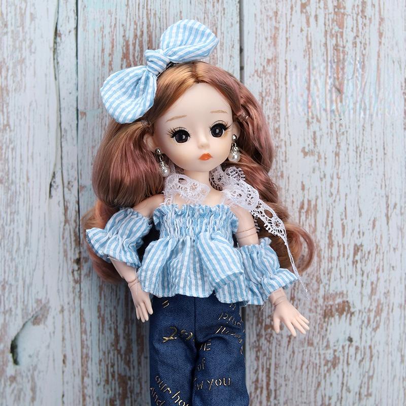 30CM Mini Movable 12Jointed Doll Girls Toy 3D Big Eyes BJD Princess Full Outfits Dresses Collection Childrens Doll Gift