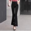 Korean Fashion 2022 Summer High Waist Stretch Women's Lace Patchwork Capris Pants for Women Skinny Flare Pants Woman Trousers