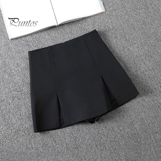 Женская мини-юбка с высокой талией и боковым разрезом, однотонная короткая юбка, дизайн трапециевидной формы, рабочая юбка с защитой от воздействия