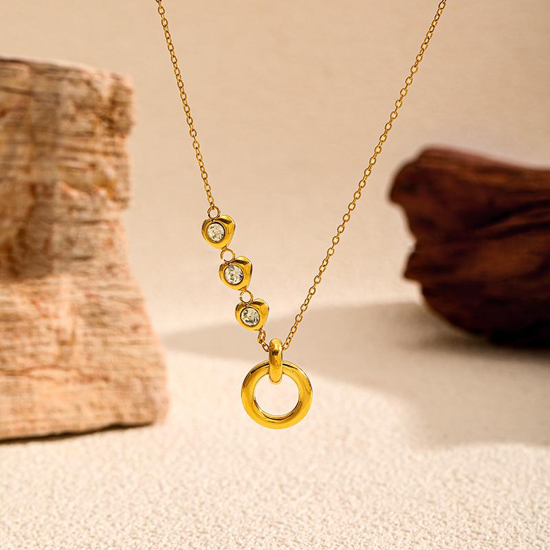 Gold Titanium Steel Necklace Light Luxury Premium Sense Necklace Jewelry Women's Non-Fading Clavicle Chain Stainless Steel Sweater Chain