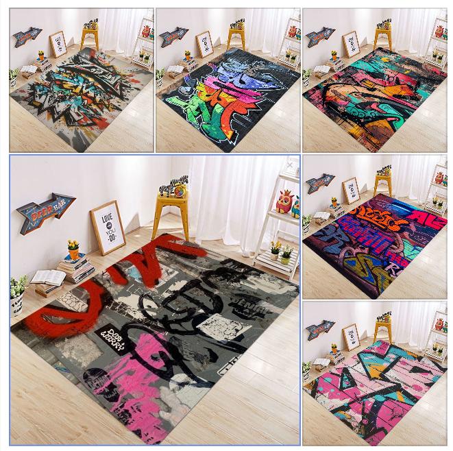 Colorful Graffiti Street Style Floor Mat with Multiple Options for Living Room Kitchen Carpet Anti Slip Modern Decoration Gifts