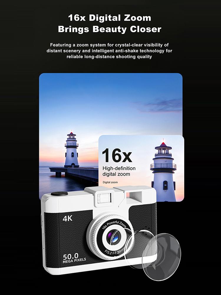 HD Digital Camera Dual Lens Retro Style Mini Camera Portable Compact Camera Photography Camera for Travel and Students
