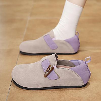 Модная обувь для женщин 2024 года, модные женские туфли One Kick на плоской подошве, весна-осень, замшевые туфли разных цветов с круглым носком, повседневные удобные лоферы на плоской подошве