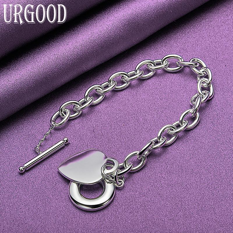 Браслет с пряжкой из стерлингового серебра 925 пробы в форме сердца, свадебные ювелирные изделия