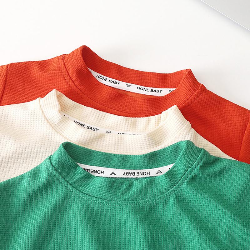 Повседневные детские шорты с коротким рукавом, летняя детская одежда, футболки и штаны для мальчиков и девочек, однотонные спортивные костюмы для детей 1-8 лет