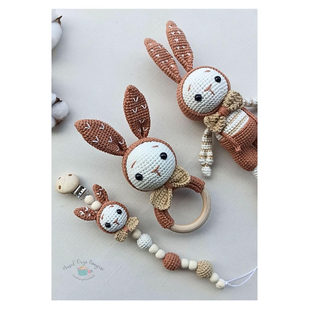 Amigurumi Rabbit Toy - Teether And Pacifier Chain/strap