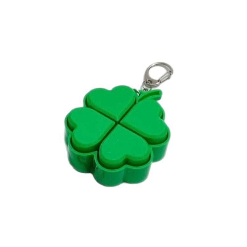 Stress Relief LED Keychain with Four-Leaf Clover Design Clickable Buttons for Everyday Use