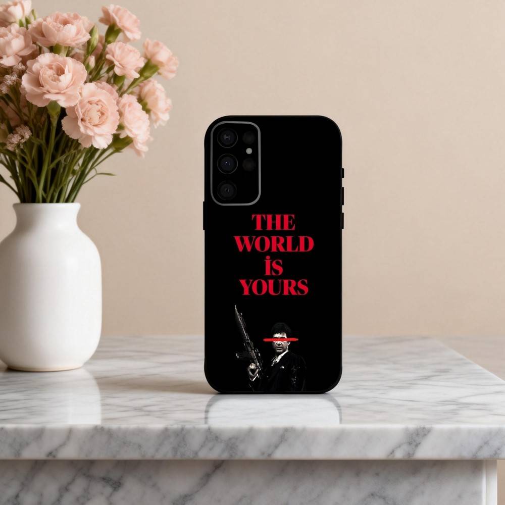 T-The World Is Yours S-Scarfaces Phone Case For Samsung S25,24,23,22,30,21,10,9,Ultra,Plus,Lite,FE,4,5 G Soft Black Case