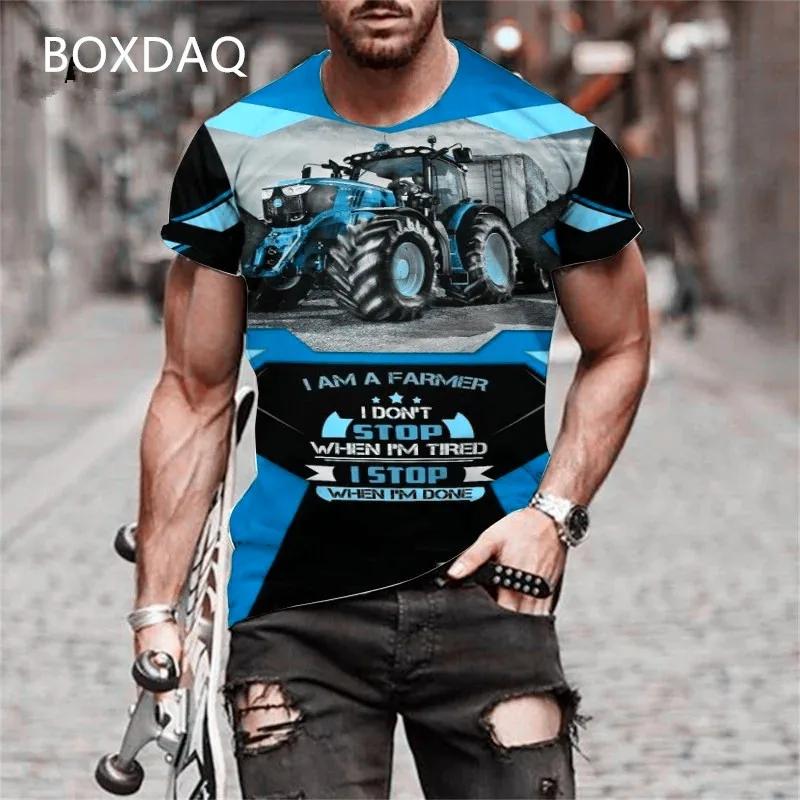 Мужские футболки с коротким рукавом и круглым вырезом с 3D-принтом «Трактор», «Автомобиль», «Фермер», «Инструменты», «Спортивные футболки»