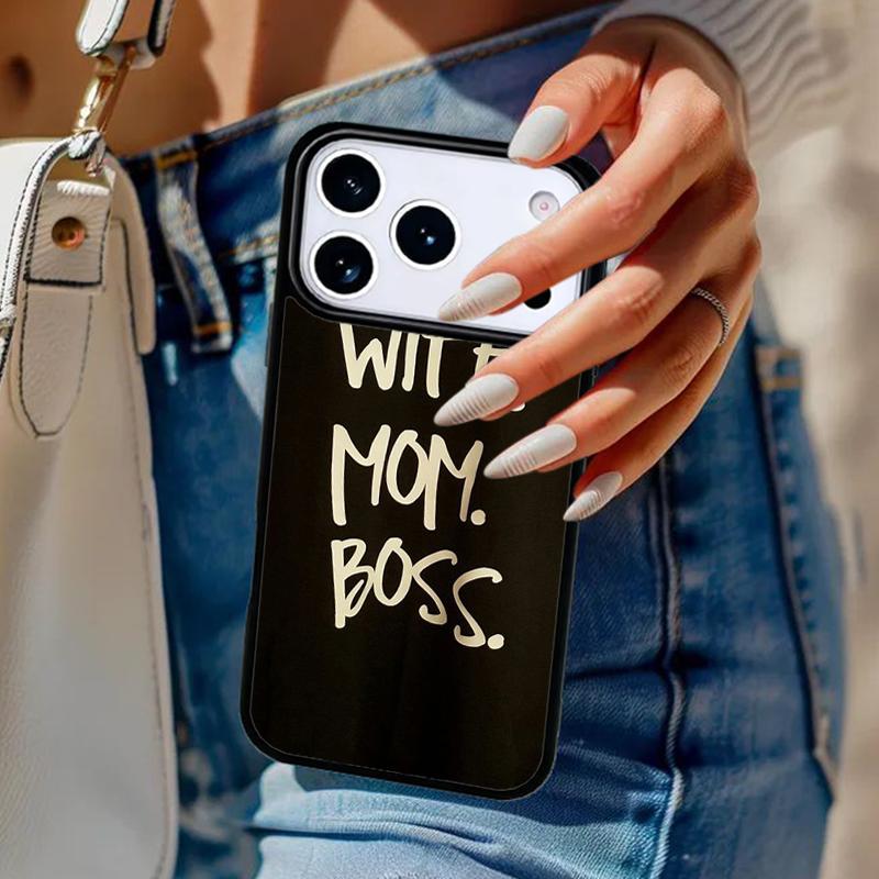 Чехол для телефона Wife Mom Boss funny для iPhone 17 Air 14 15 13 12 Max Чехол для Apple 16e 11 Pro Max Plus Coque