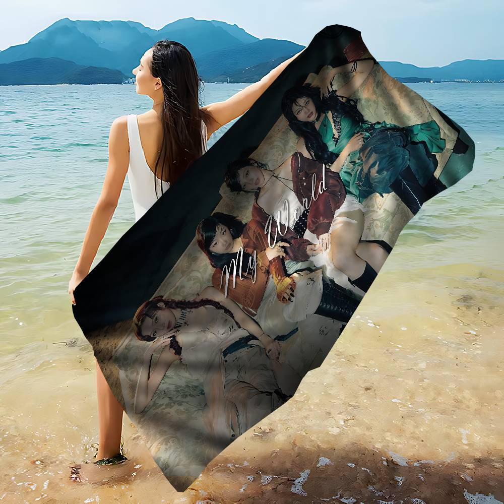 popular A-Aespa Kpop Group Bath Towel Microfiber Soft Water Absorbing Breathable For Girl Kids Decorative Cartoon Beach Towel