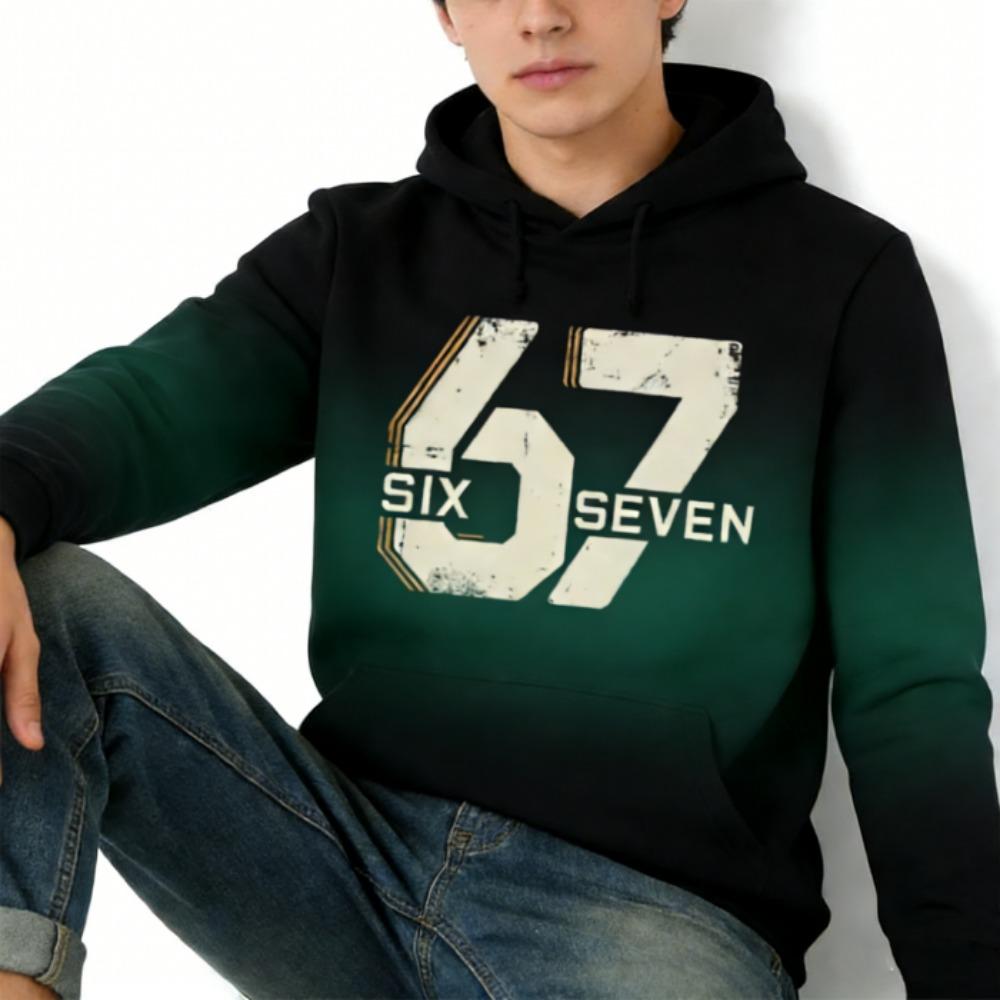 Spring Europe and America Fashion 67 Gradient Print Hoodies Men Women Long Sleeve Pullover Casual Hoodies Sweatshirt Clothing