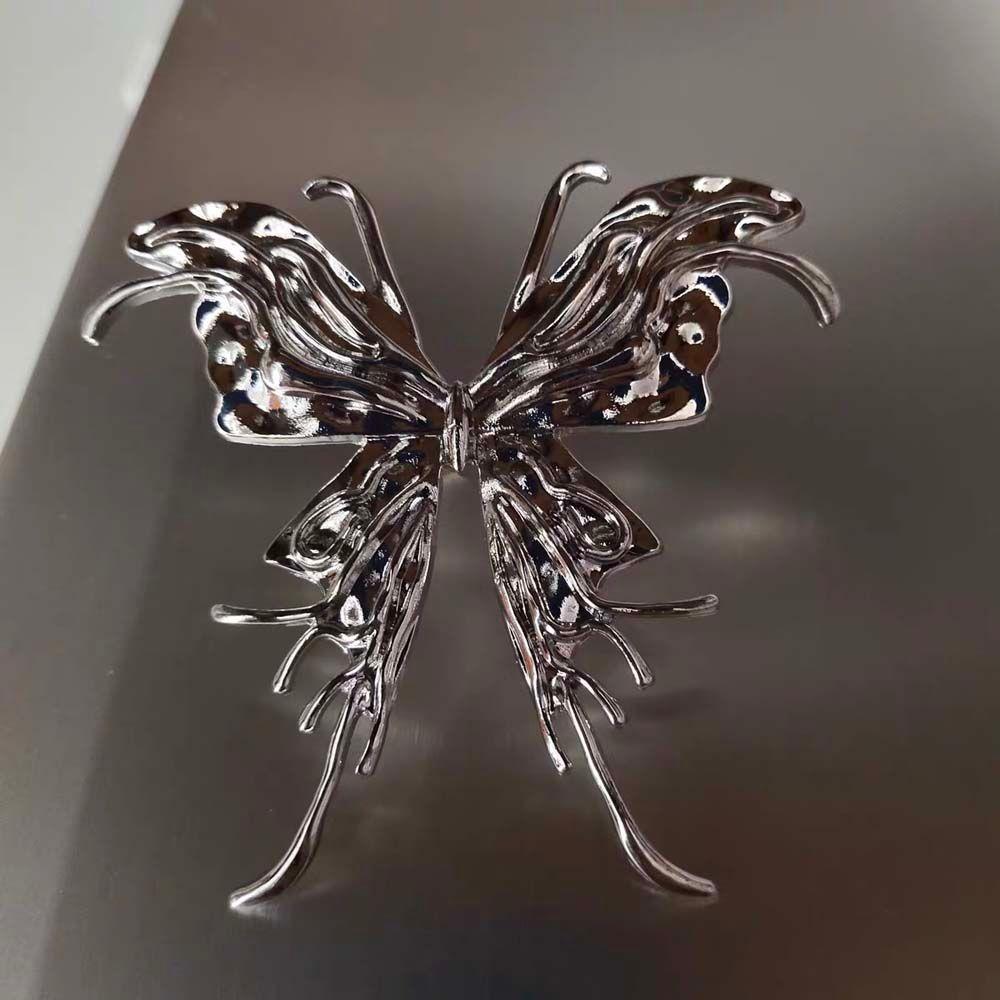 Девушки Преувеличение Личность Металлические Кольца Большая Бабочка Корейские Кольца на Палец Женские Кольца с Открытием