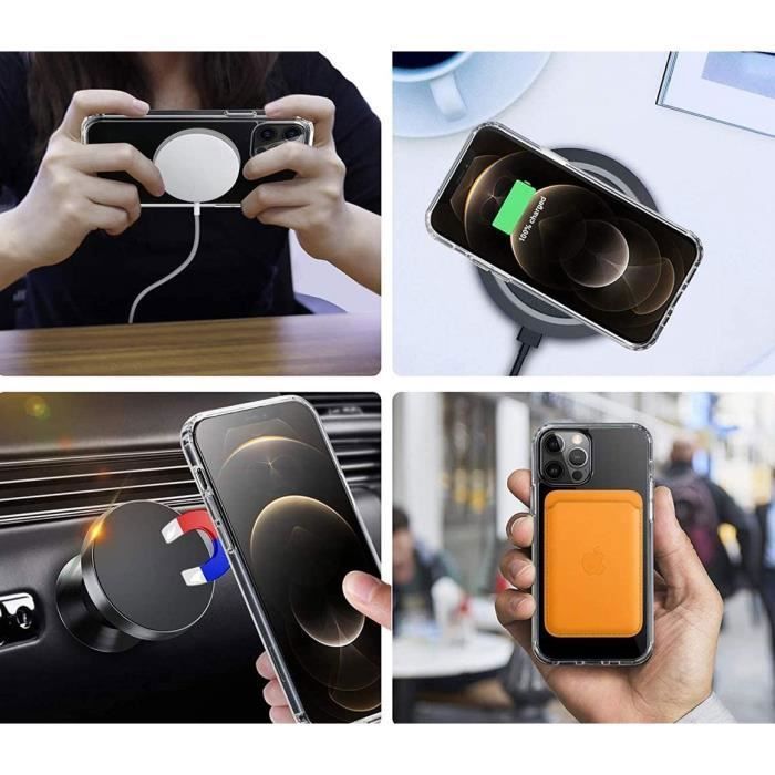 Coque pour iPhone 12 PRO (6,1") - Silicone Transparent avec Cercle magnétique intégré Phonillico®