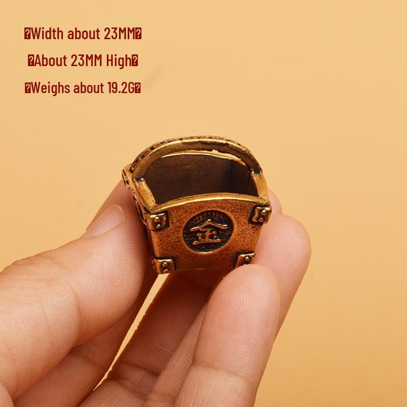 Brass Pendant Keychain: Winnowing Basket & Yuanbao Pixiu Amulet with Hundred Blessings Jar (Gold & Silver Filled)