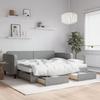VidaXL Daybed with Trundle and Drawers Light Grey 90x200 Cm Fabric 3196870