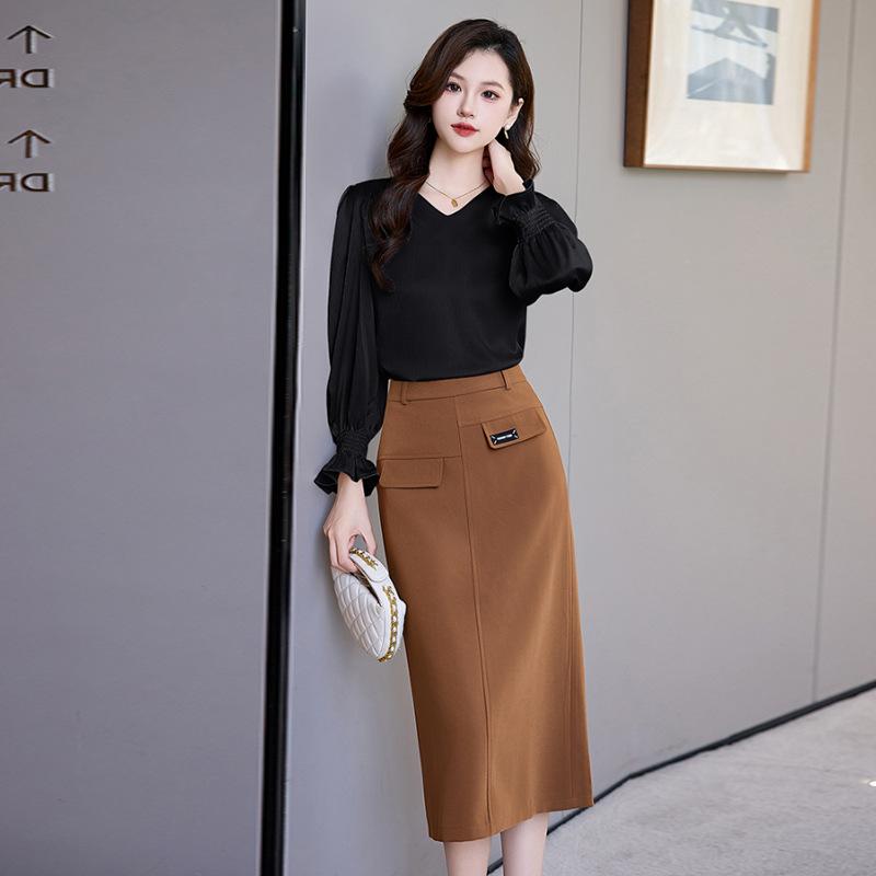 Professional Suit Skirt Spring and Autumn New Light Luxury Fashion Temperament Celebrity Shirt Hip Skirt Two-piece Set