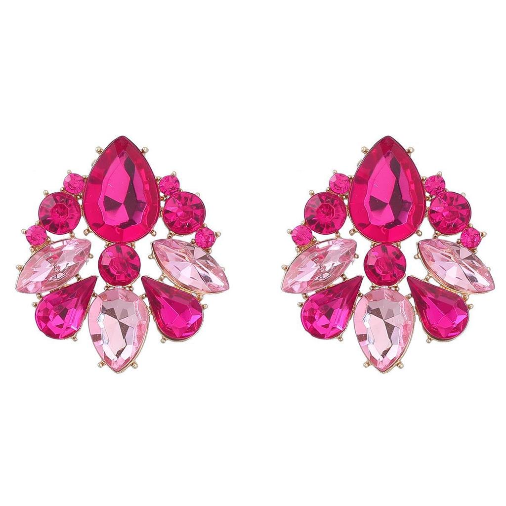 2022 Geometric Colorful Diamond Alloy Earrings: European & American Party Style