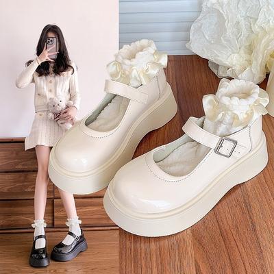 Мода 2025Женская мода Толстая подошва Одинарные Весна Новые Круглый носок Неглубокий вырез Противоскользящие Износостойкие Туфли Джейн