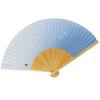 Kimono Folding White Bamboo Light Seagull and Seigaiha Pattern [Stylish Iroha] Men's Fan, Carving, Scented, Blue,