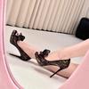 Fashion Summer 2025 New Open Toe Fishmouth Mesh Lace Embroidery Bow Waterproof Platform Sandals Women's Sense Stiletto Heels