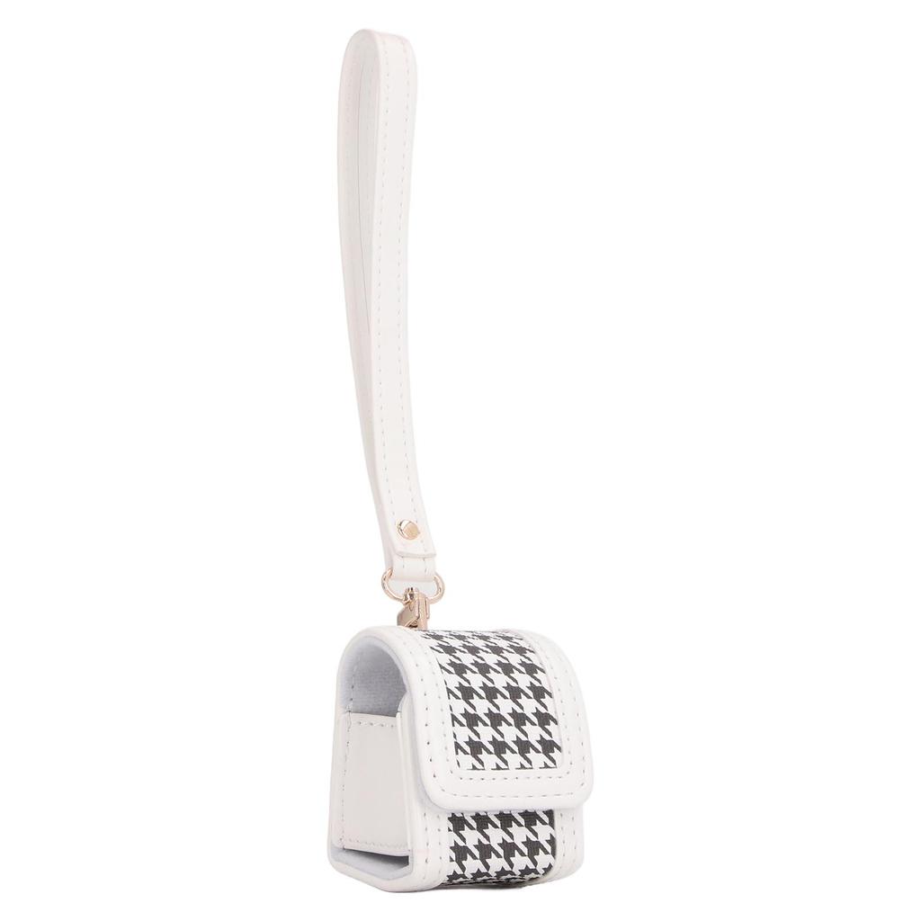 Instant Camera Bag Stylish Plaid Pattern PU Protective Carrying Case with Hand Strap for Instax PAL White