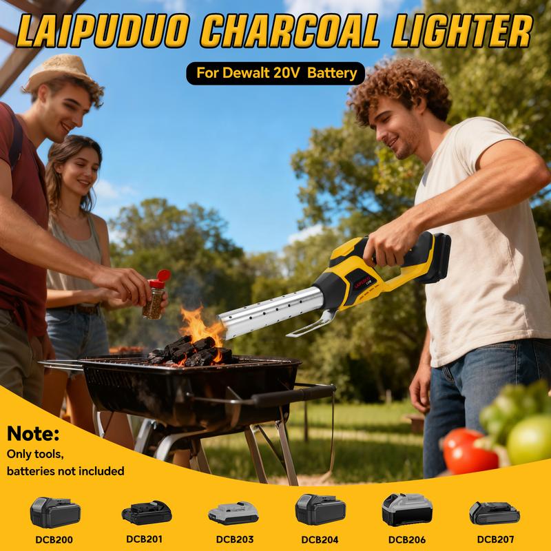 400W Cordless Fire Starter Charcoal Starter BBQ Tool Chemical Free Heated Air with Built-In Blower for Dewalt 20V Battery Pin