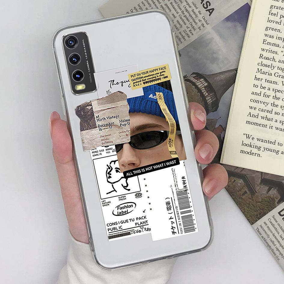 Для Vivo Y36 Y20 Y15S Y02 Y11 Y12 Y35 Y33s Y31 Y30 Y27 Чехол для телефона Задняя крышка Модный противоударный прозрачный мягкий силиконовый чехол из ТПУ для Vivo для мальчиков и девочек