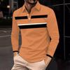 Мужская рубашка для гольфа, повседневная спортивная, с V-образным вырезом, ребристый воротник, с длинным рукавом, модная, повседневная, однотонная, однотонная, весна-лето, стандартная посадка