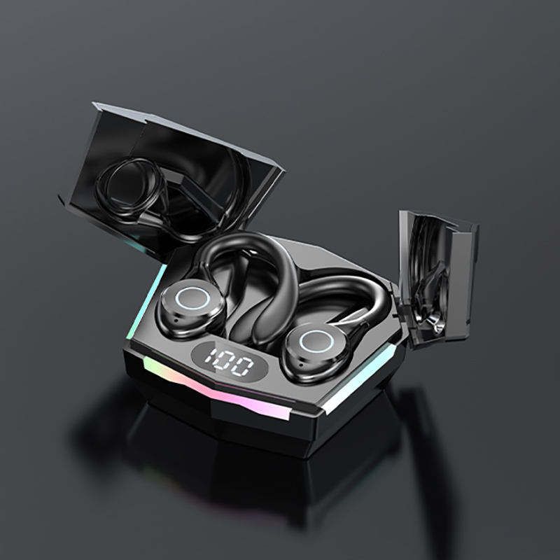 Sports Gaming Earphones Scissor Gate EarHook Wireless Bluetooth 5.3 Headphones Stereo Noise Reduction Low Latency Game Earbuds Headsets