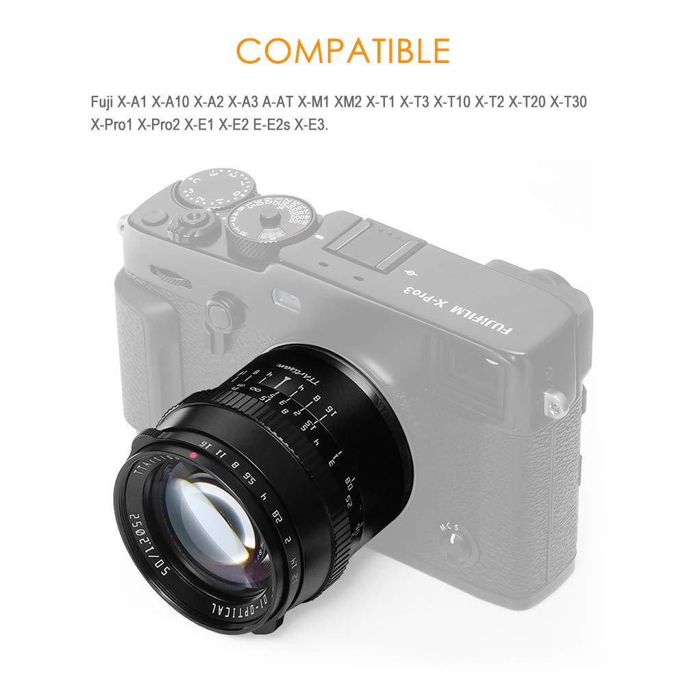 Meisho Optical TTartisan 50mm Large Aperture Manual Focus Prime Lens for Fujifilm Cameras F1.2 APS-C X-mount