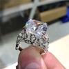 Sterling  Luxury Square CZ Rings for Women Engagement Wedding Female Finger Rings Anniversary Gift Statement Jewelry