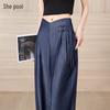 Tachi Women's New Chinese Style High-Waist Wide-Leg Pants