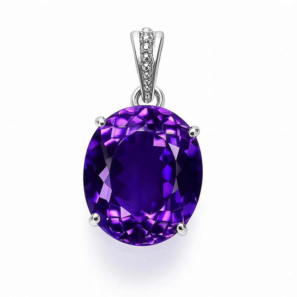 37Ct Certified Natural Purple Tourmaline Pendant Oval Cut 925 Sterling Silver AI-23-NS