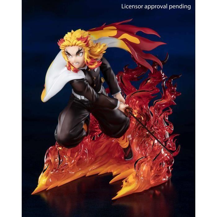 Figurine fixe (Figuarts ZERO) - Kyojuro Rengoku Flame Hashira - Combat contre Akaza - Effets inclus - Parties optionnelles