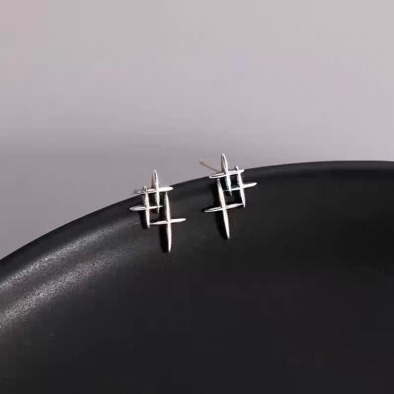 Fangxing Cross Earnail Women's Earrings with A Niche Design Sense, Simple and Fashionable Hong Kong Style New Trendy Earrings