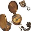 Antique Brass Compass Nautical Pocket Backpacking Compass Leather Case