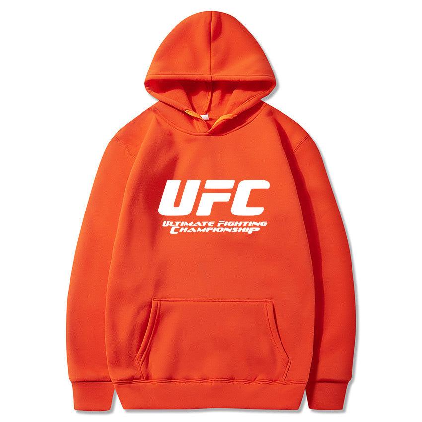 Худи UFC европейского размера для мужчин и женщин - Повседневное худи Осень/Зима с плюшевой подкладкой и принтом