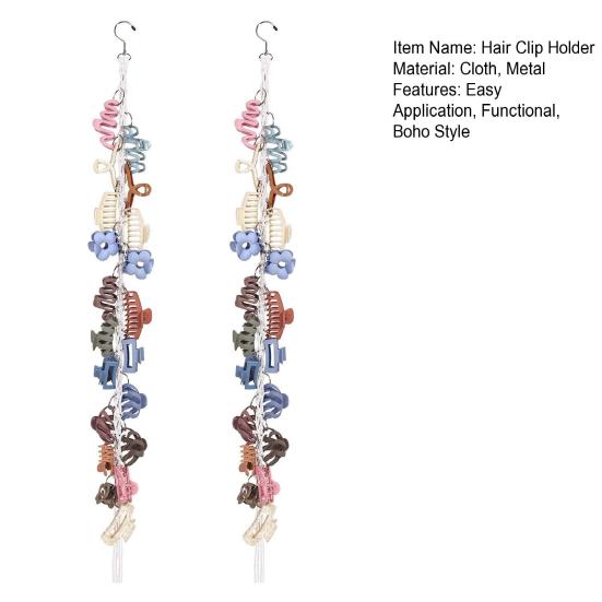 Бохо Органайзер для заколок для волос Плетеный Вертикальный Держатель для крабов для волос с 20 металлическими