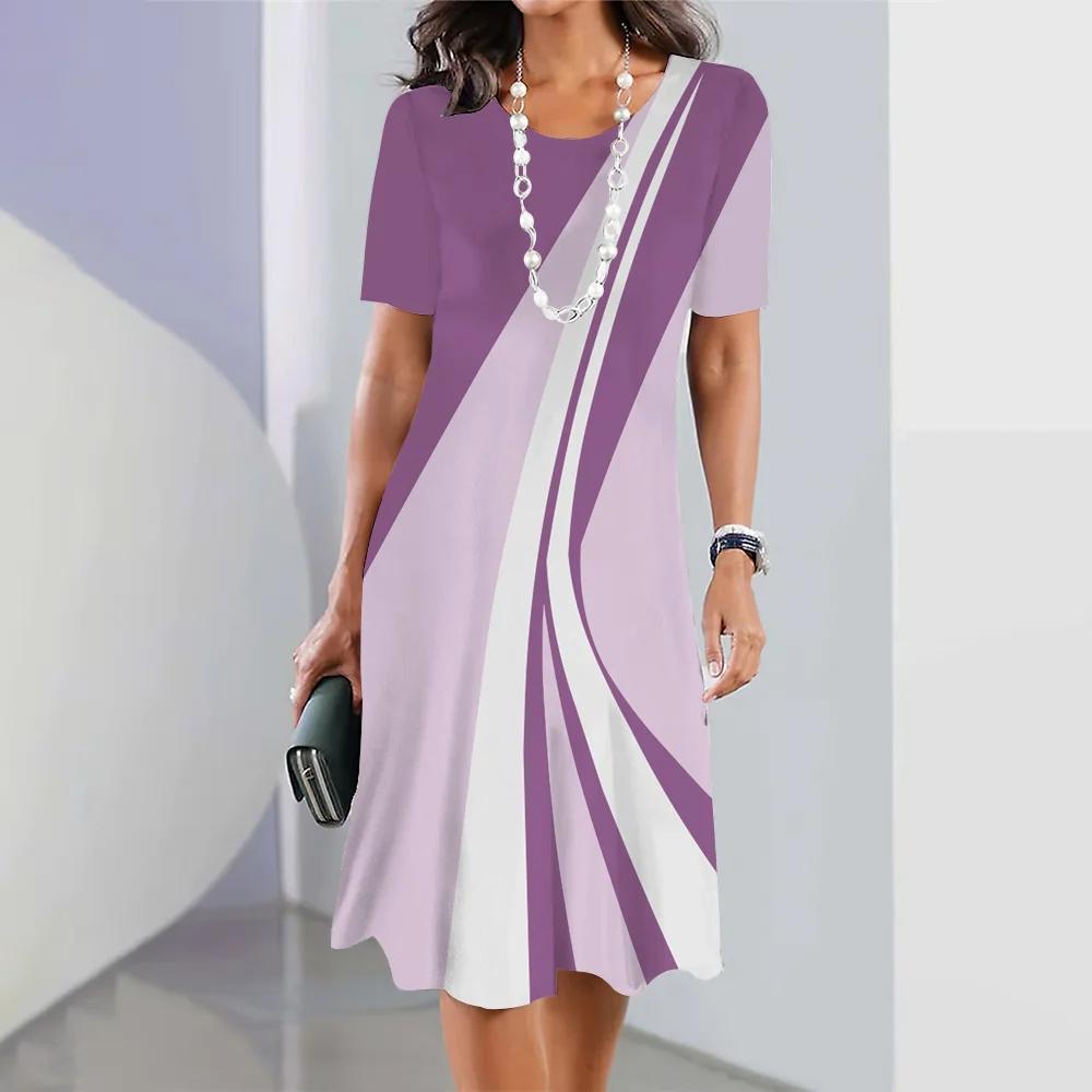 Женские платья с геометрическим и полосатым принтом. Элегантные и красивые длинные платья. Летнее цельное платье для женщин больших размеров.