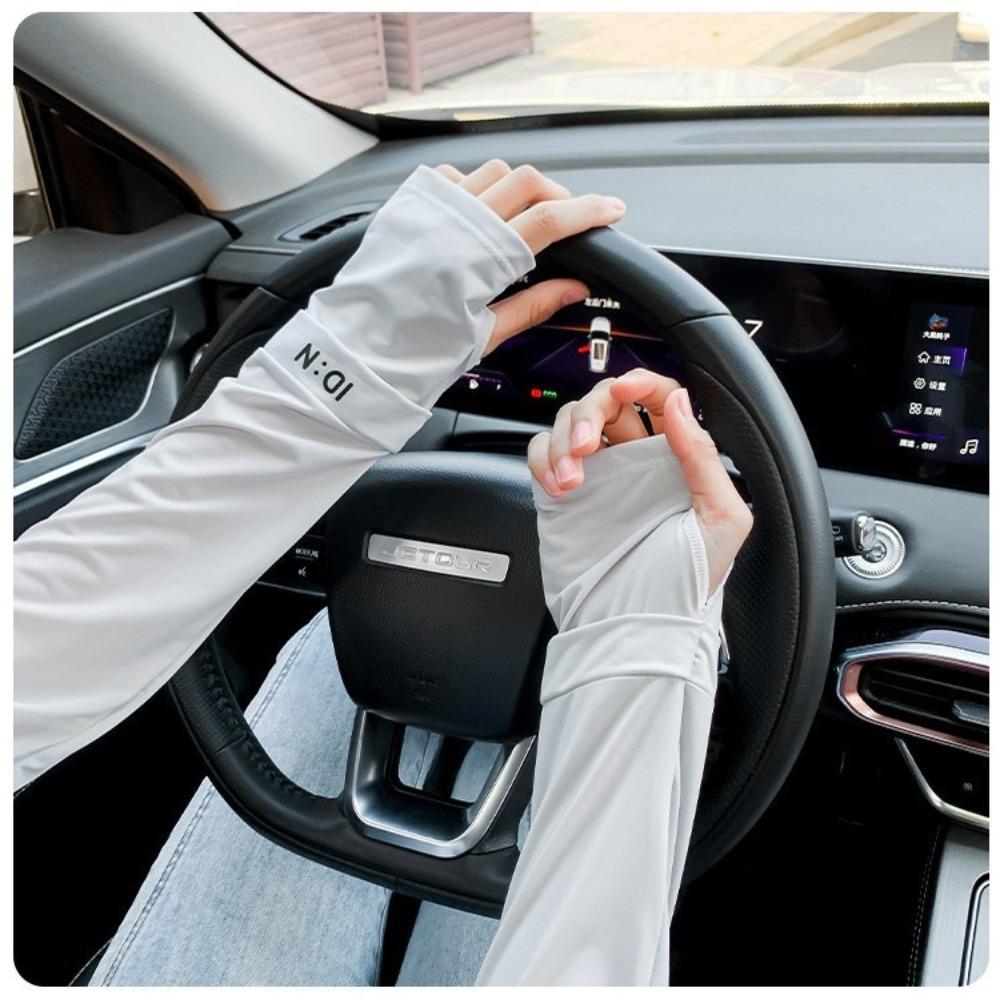 Solid Color Sunscreen Sleeves Ice Silk Ice Silk Gloves New Long Mittens Summer