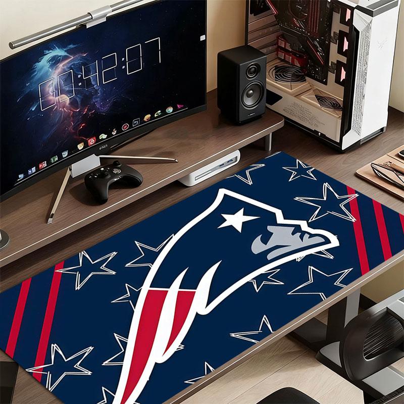 New England Patriots Mouse Pad, Large Gaming Desk Mat, Non-slip XXL Mousepad for Laptop & Tablet, Mini PC Playmat with Stitched Edges