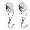 OCEUMAOA Strong Neodymium Magnet Hooks, 25mm Diameter, 360-Degree Rotation, Corrosion-Resistant, 23kg Capacity, Silver, for Refrigerators, Kitchen Sto