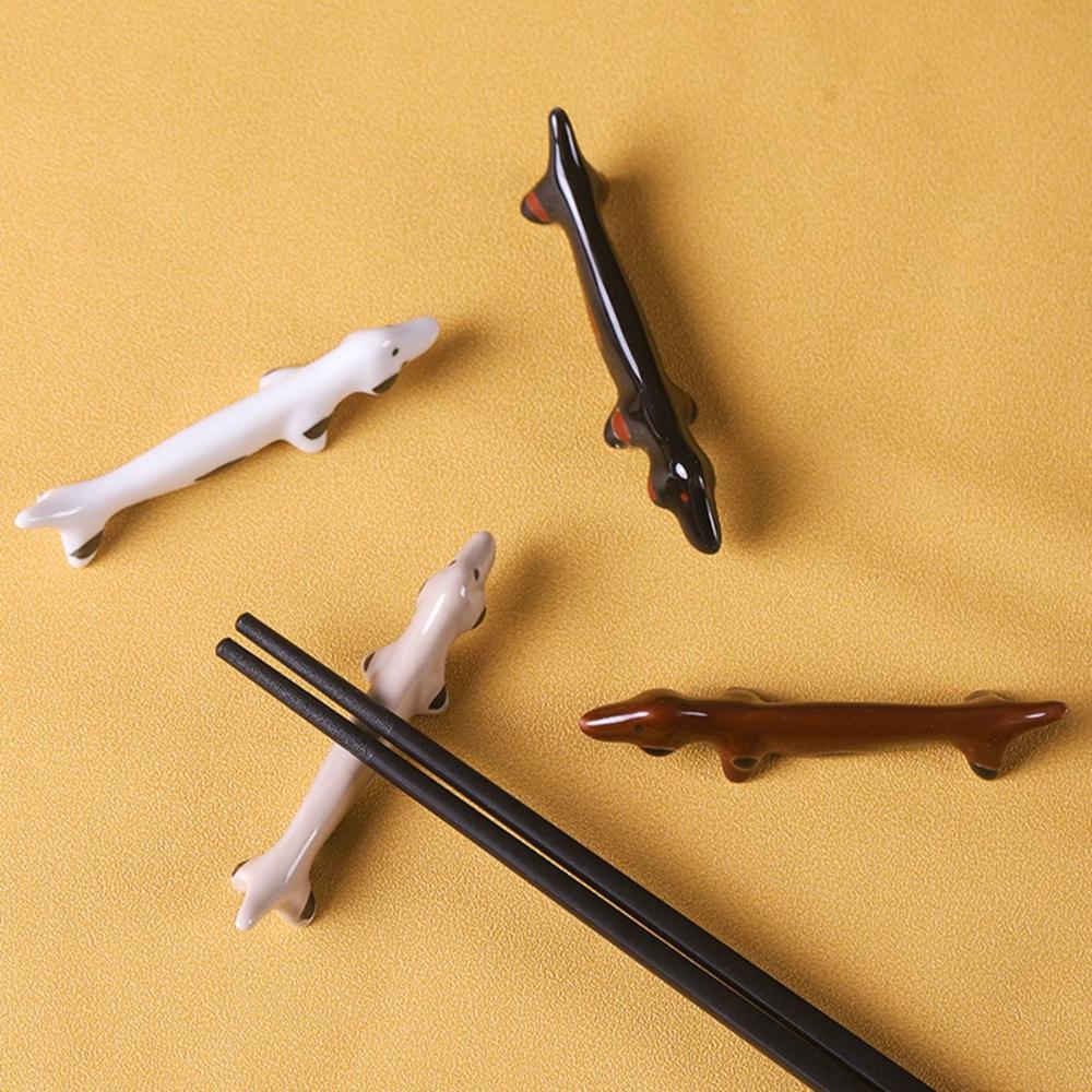 Ceramic Elegant Cute Puppy Shaped Dinnerware Stand Chopsticks Holder Tableware Rack Chopstick Rest