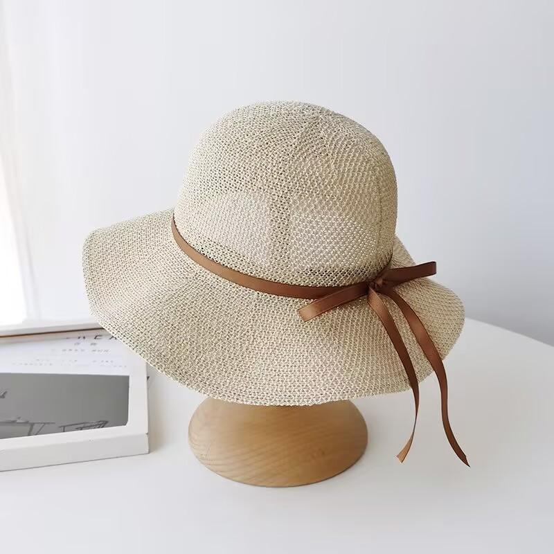 Летняя шляпа Женская шляпа от солнца Шляпа от солнца Сетчатая дышащая Шляпа от солнца Бандана-шляпа с бантом Рыбацкая шляпа На открытый воздух Путешествия Шляпа-таз