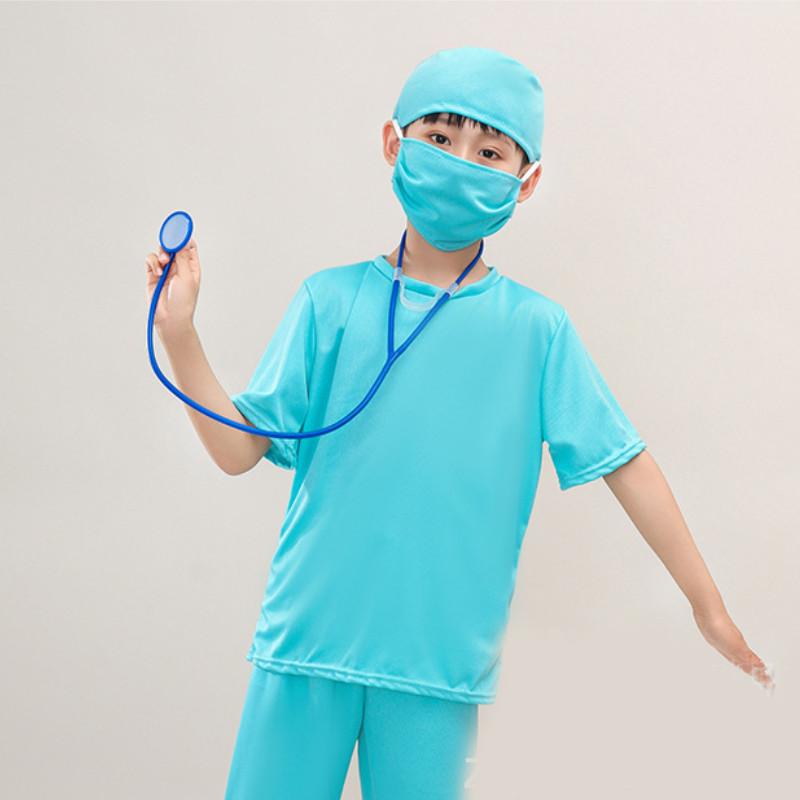 Epidemic Prevention Suit Doctor Surgical Gowns White Coat Kids Halloween Costume