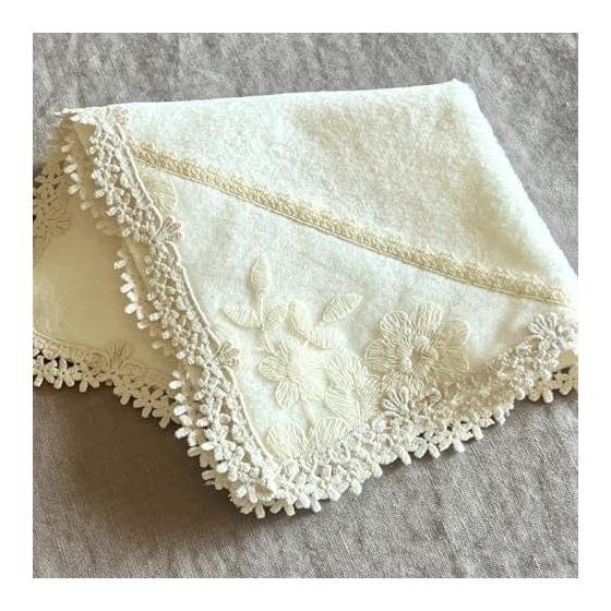 Полотенце для рук Vivienne 30x30 см Слоновая кость Хлопок Серия Bijou Кружевная вышивка