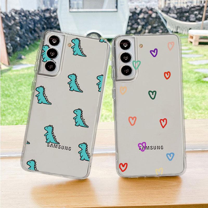 Прозрачный чехол с изображением маленького динозавра для Samsung Galaxy S22 S20 FE S21 S10 S9 Plus Note 20 Ultra 10 Lite, мягкий чехол для телефона
