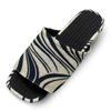 Edoten Men's Room Slippers, Made In Japan with Misugi Black Charcoal Tatami Mats, Open Front, EVA Sole, Hand-Printed, Flowing Water Beige, Size L